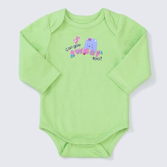 Can You Tweet Lime Green Long Sleeve Onesie - Picture 1 of 6
